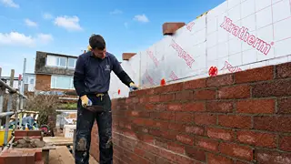 Brick work and Xtratherm cavity wall insulation
